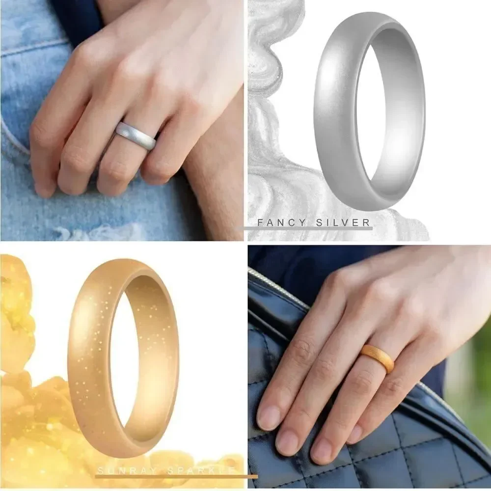 Silicone Wedding Bands Pack of 7